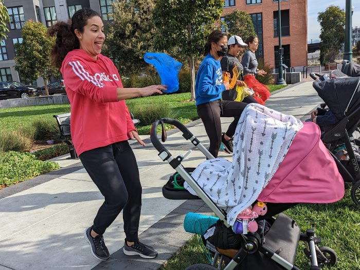 Moms exercising in East Bay stroller class