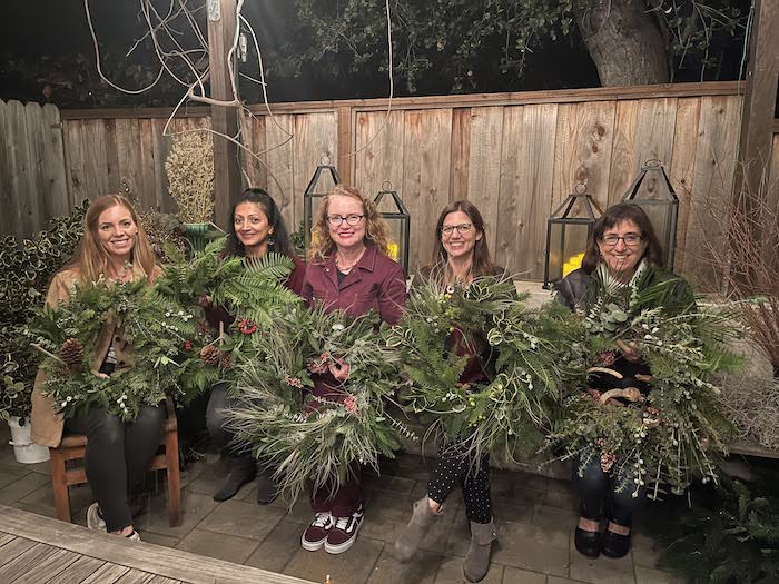 maureen, parul, heather, whitney, carol and wreaths
