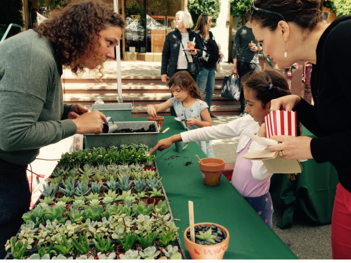 9 Places to Celebrate Earth Day With Kids 2 people looking at many small succulent plants