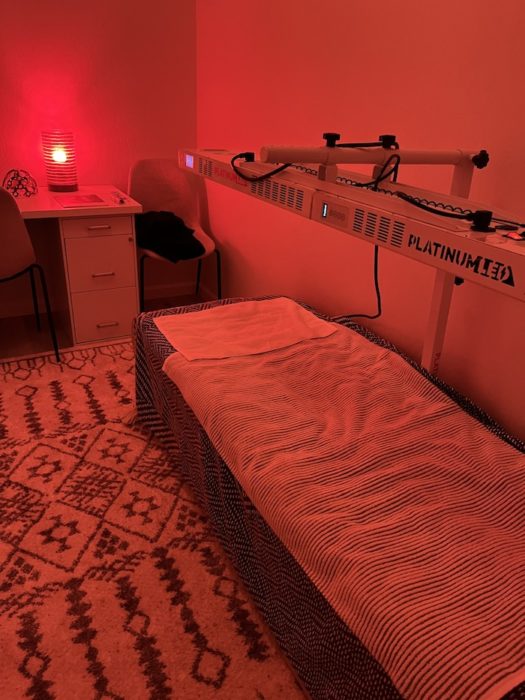 Red light therapy bed at Bay Area Brain Spa