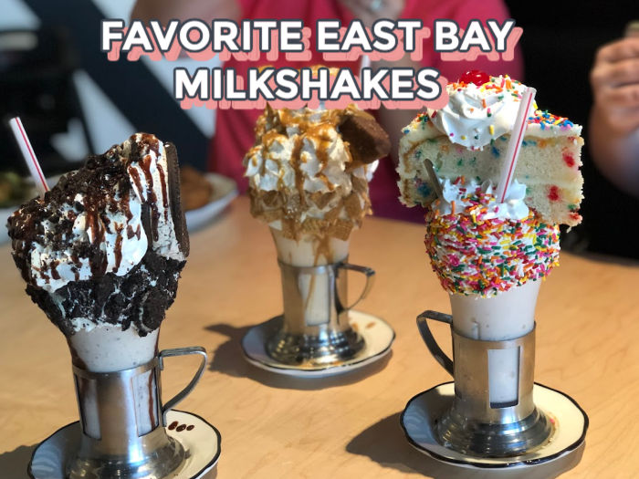 three crazy milkshakes with toppings