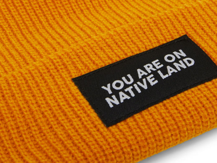 Native Land Acknowledgment 2 you are on native land beanie hat