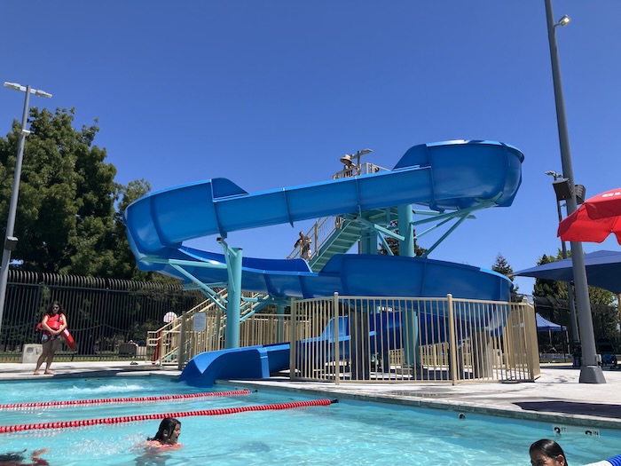 water slide at the san leandro pool