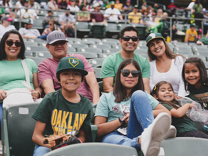 A's vs. Yankees: Game and Nickelodeon Night & Drone Light Show 1 Family attends Oakland A's baseball game
