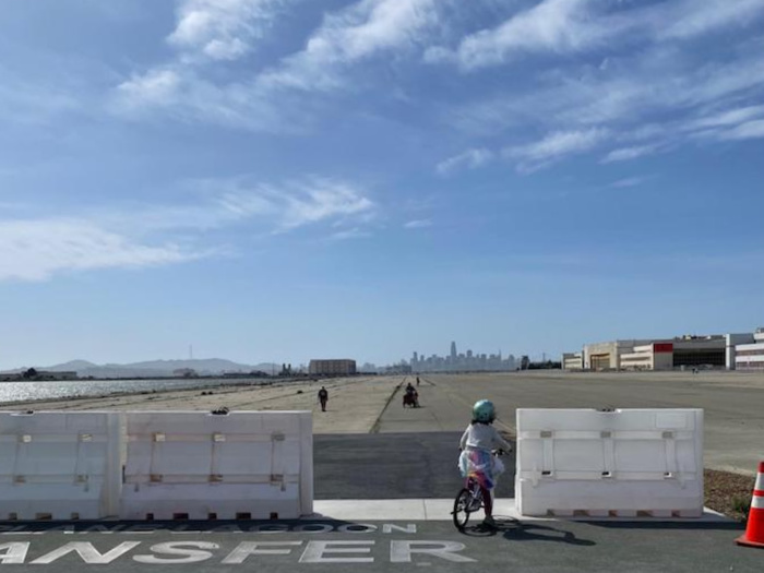 Alameda point and child riding bike