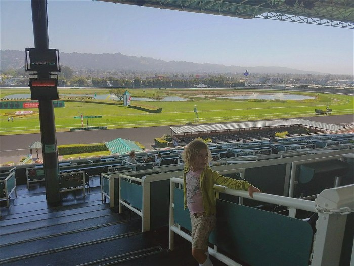 Kid at Golden Gate Fields racetrack in Berkeley