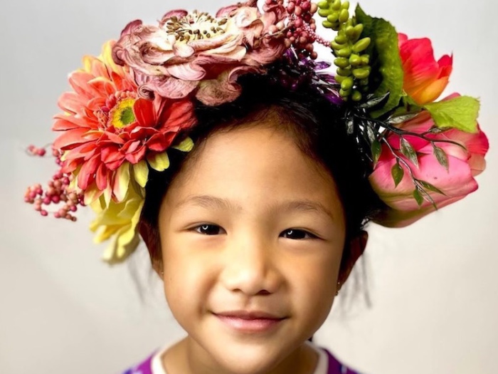 girl wearing floral crown