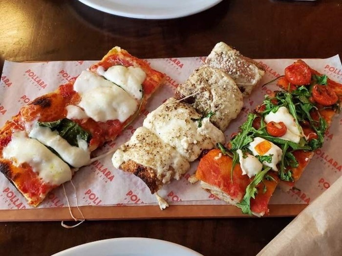 What to Do With Kids on Berkeley's Fourth Street 11 Slices of roman style pizza from Pollara Pizzeria on Fourth Street in Berkeley