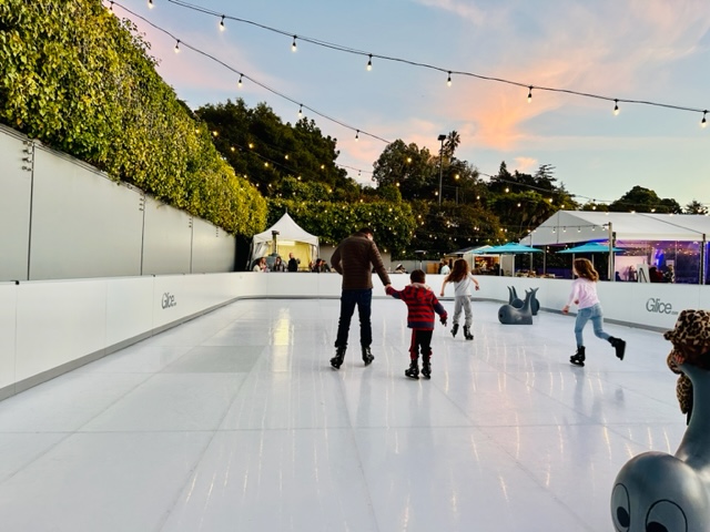 father and son ice skating