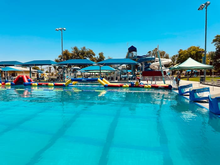 Palm desert aquatic center inflatables