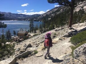 Child hikes around Echo Lake near South Lake Tahoe Area