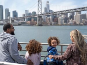 family riding the san francisco bay ferry