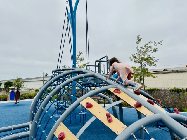child climbing playground structure