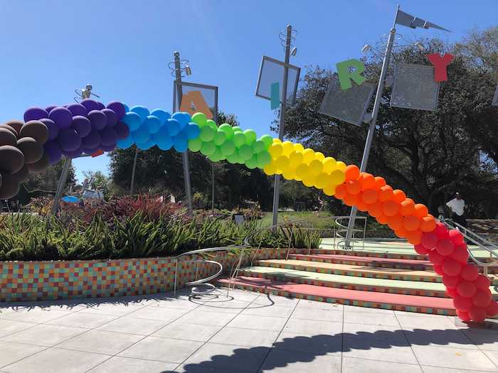 Fairyland Pride Rainbow Arch balloon rainbow arch at fairyland