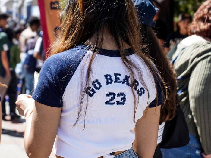 Cal Sports fan wearing "Go Bear" t-shirt
