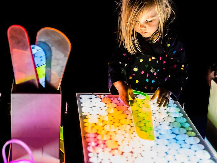 cropped version of Optical Mosaic made from light at Illuminodyssey at Curiodyssey