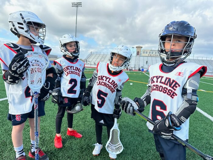 u10 boys lacrosse players on a field