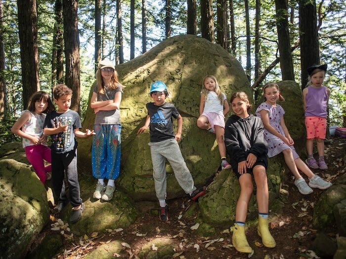 campers on a hike at wild ones art camp