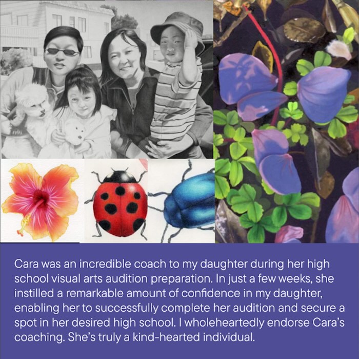 cara goldstein testimonial: cara was an incredible coach to my daughter during her high school visual arts audition preparation