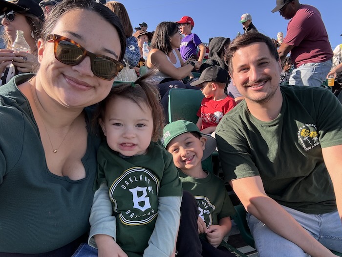 Spadoni family at the Oakland Ballers Game