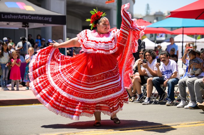 Dancer in red dress at Lesher Center Fiesta Cultural