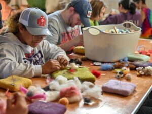 kids doing craft projects with felt