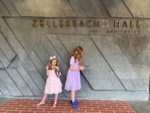 Kids outside Zellerbach Hall