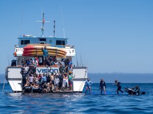 youth campers from ocean explorers camp on a ship