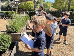 kindergarten student in the garden at madeleine catholic school