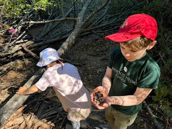 two kids in the forest