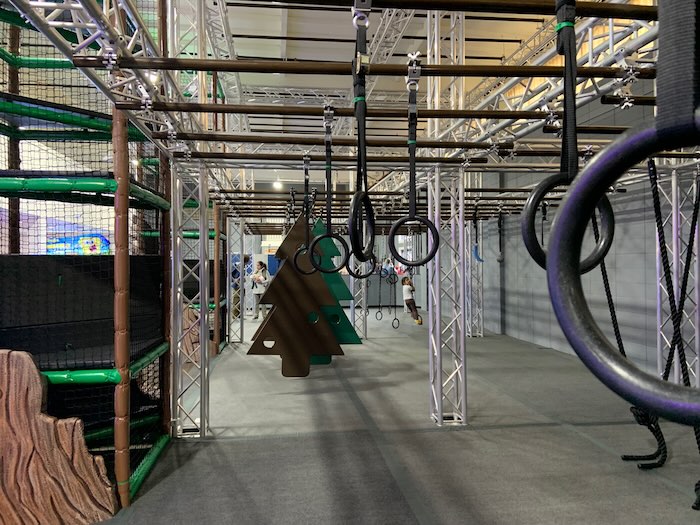 indoor ninja warrior set up at bay play