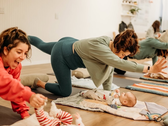 moms and babies doing yoga