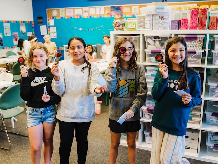 girls doing math activities