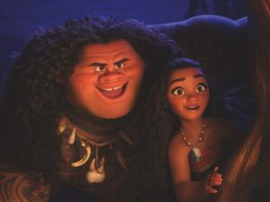 animated image of maui and moana from Moana movie