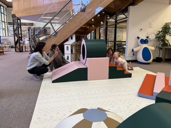 Spirited Play Labs Berkeley view of the space with two children and two adults playing