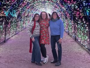 whitney, heather, and carol at filoli tunnel of lights