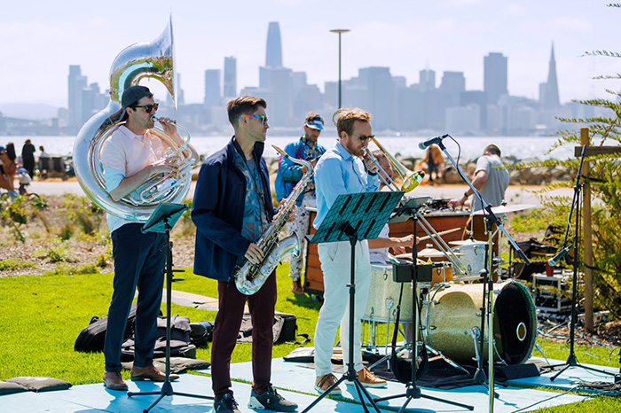 Treasure Island Cityside Park band playing on waterfront