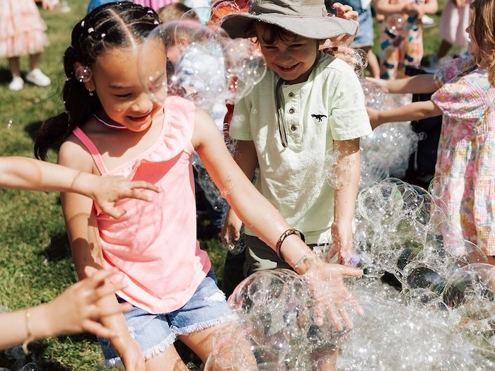 children with bubbles