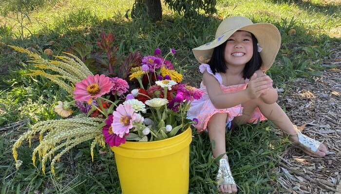 girl with flowers