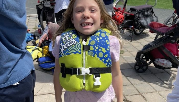 kid in life vest at the berkeley marina