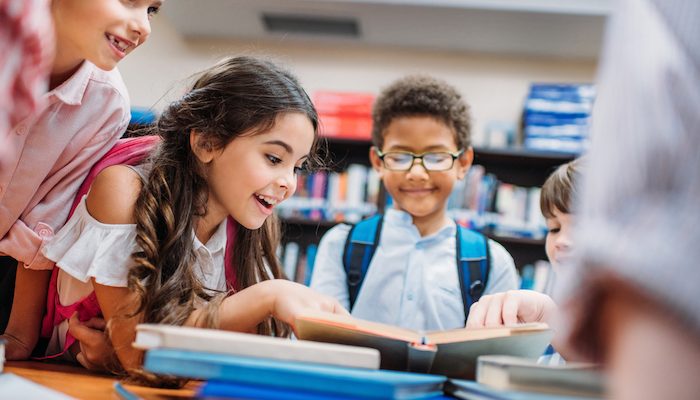 Children in school library
